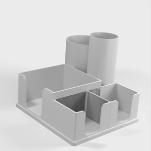 Skrivbordsupplägg för förvaring av Post-It-lappar och pennor