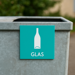 Avfallssorteringsskylt – Glas (Plastskylt)