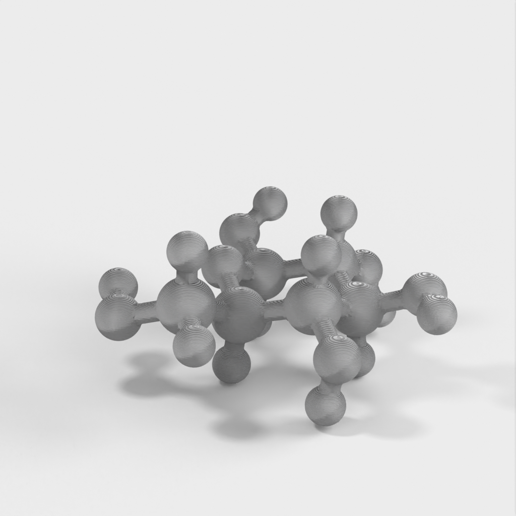 Molekylär modell av glukos i atomär skala