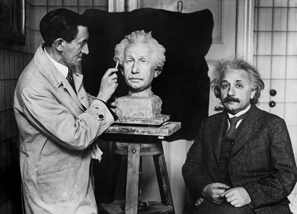 Albert Einstein Bust 3D Scan - Bronsstaty för tryck