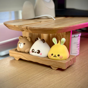 Kawaii Djur Bao Figurer på Träblock