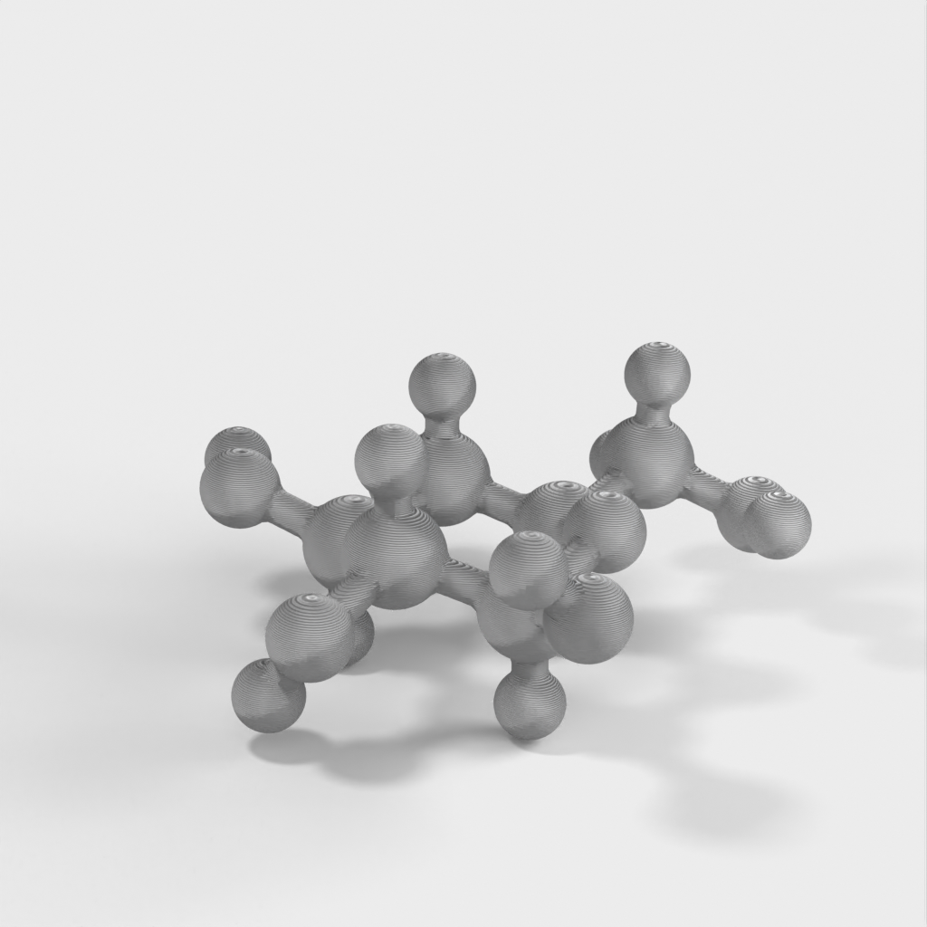 Molekylär modell av glukos i atomär skala