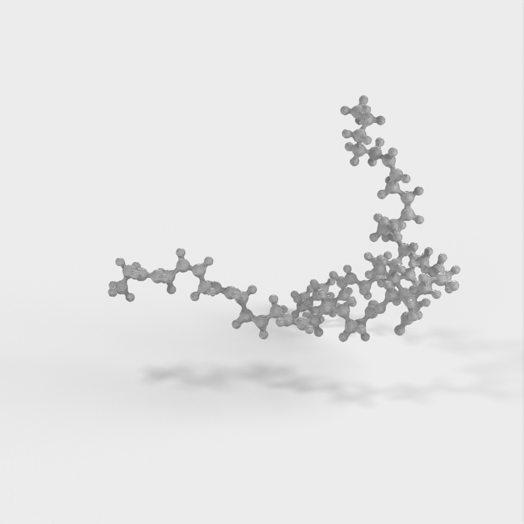Triacylglycerol molekylär modell i atomär skala