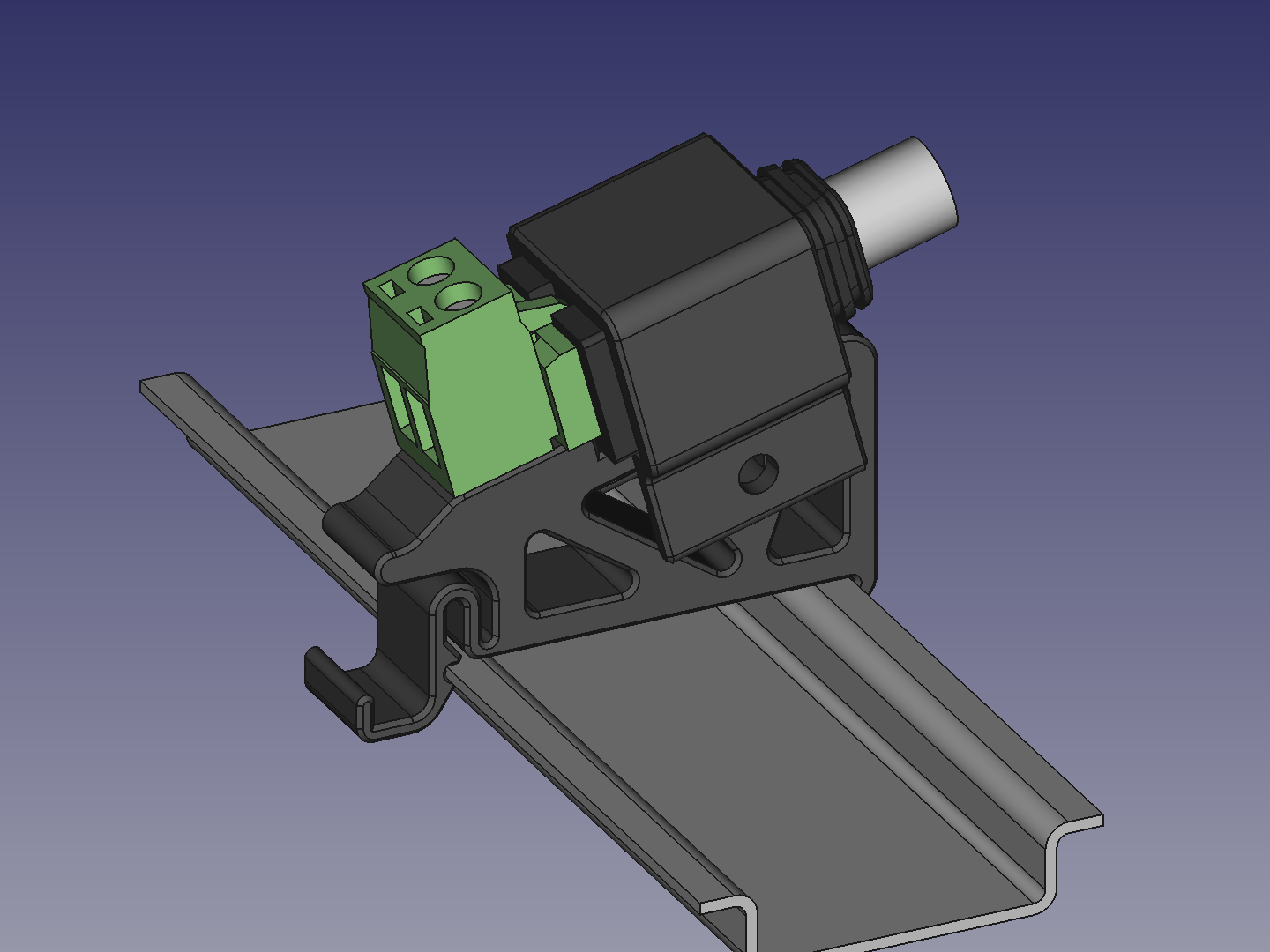 Barrel Jack Adapter DIN-skena montering