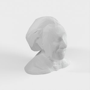 Låg poly Albert Einstein byst/skulptur