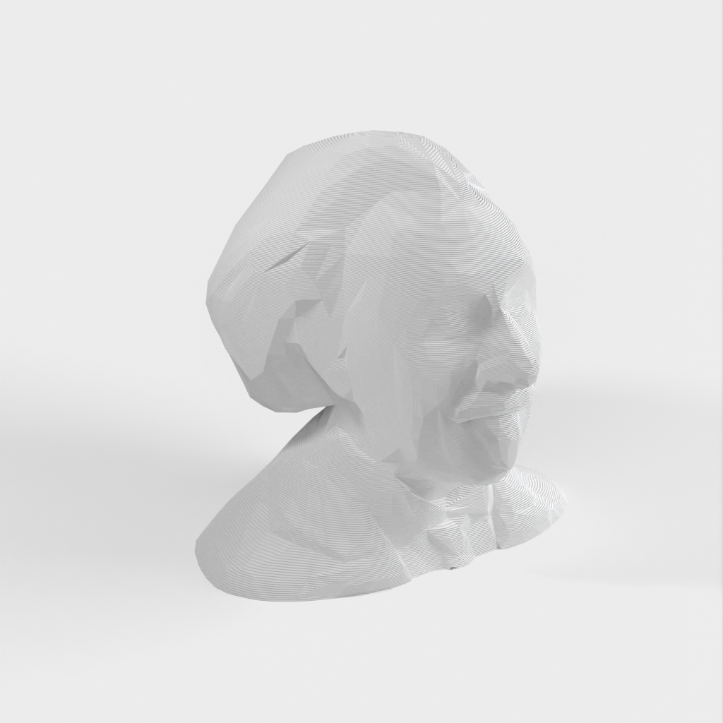 Låg poly Albert Einstein byst/skulptur