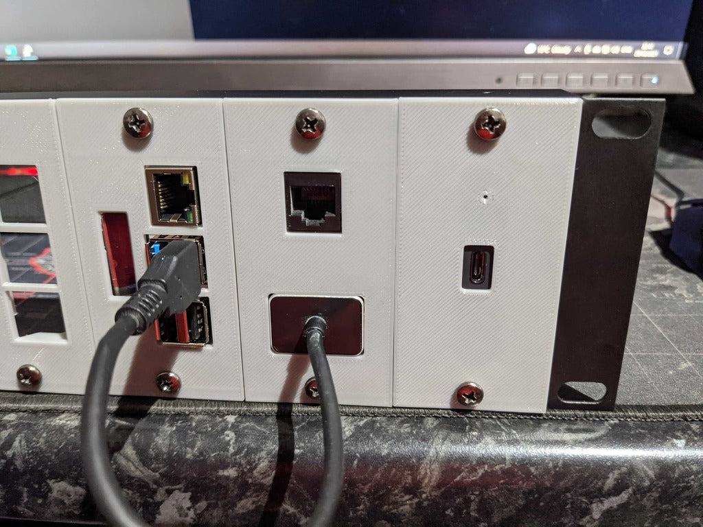 Raspberry Pi USB3 Hub & Ekstra Netværksport - 19" 2U Rackmonteringsadapter
