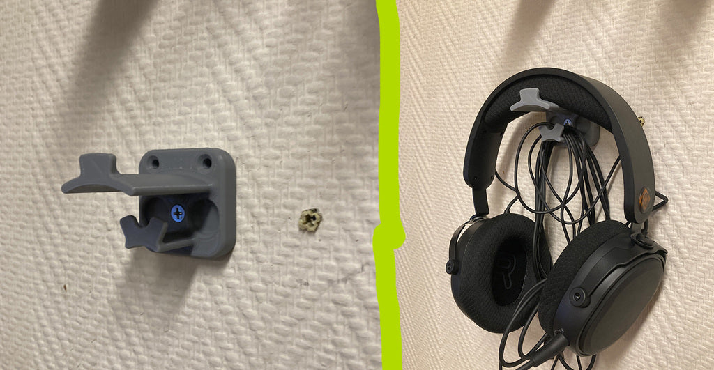 Hörlurshållare med kabelhållare och USB-dongelutrymme