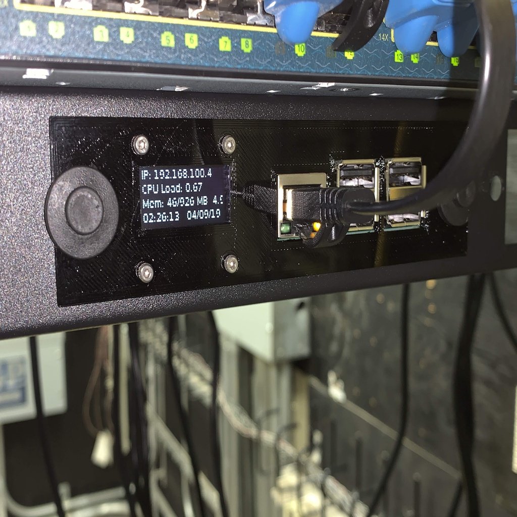 1U Rackmontering til Raspberry Pi 3B+ og 4B med PoE Hat