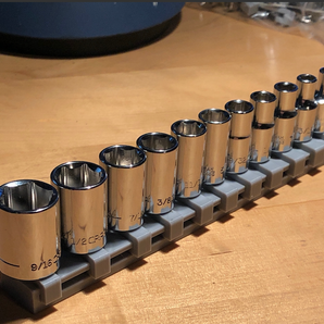Effektiv organiseringsskena för 1/4" hylsor