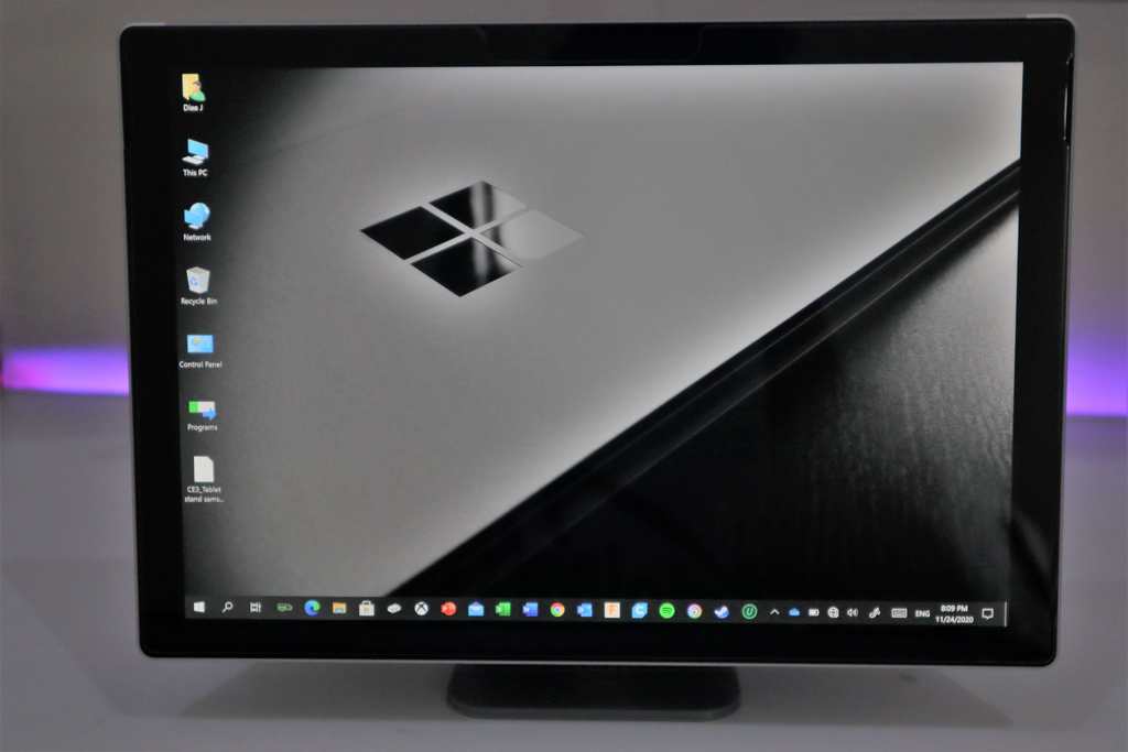 Flyttbart tablettställ för Microsoft Surface Pro och Samsung Galaxy Tab S7 med justerbart stöd