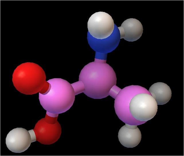 Molekylär modell av Alanine i atomär skala