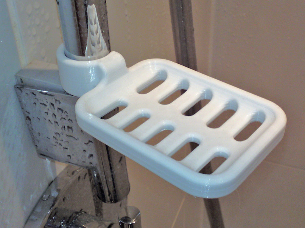 Säker och justerbar tvålhållare för duschstång