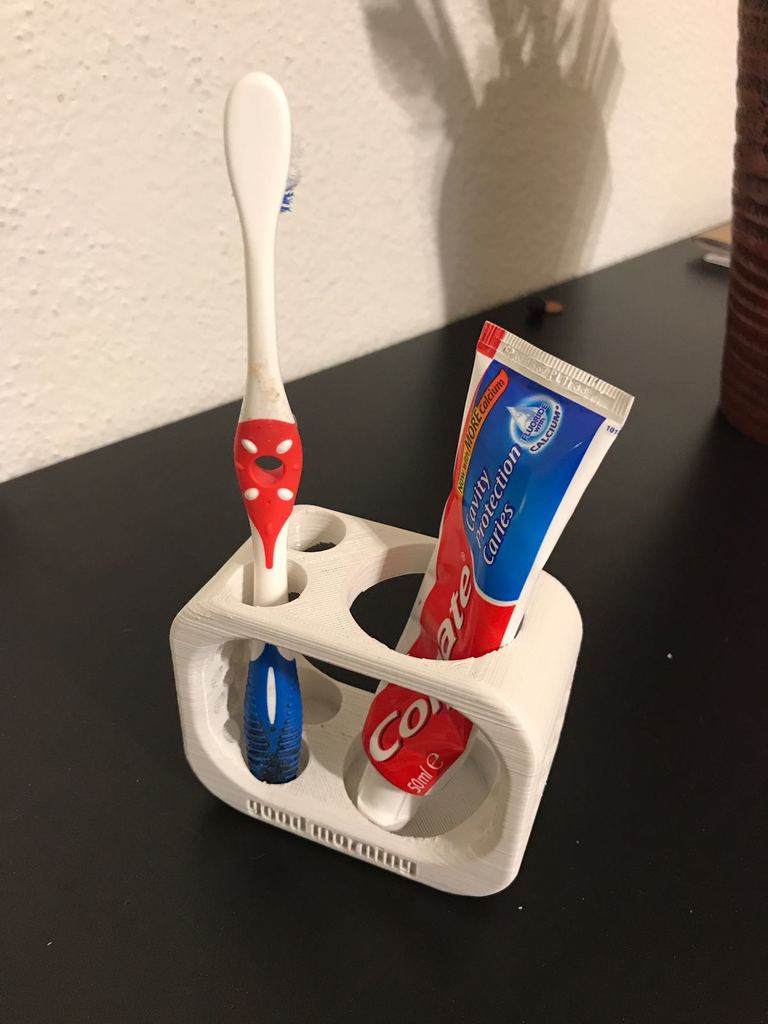 Tandborste och tandkrämshållare för 2 tandborstar