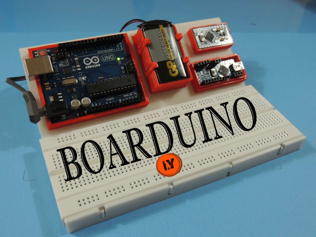 BOARDUINO - Allt-i-ett Breadboard-ställ för Arduino UNO, NANO och MINI