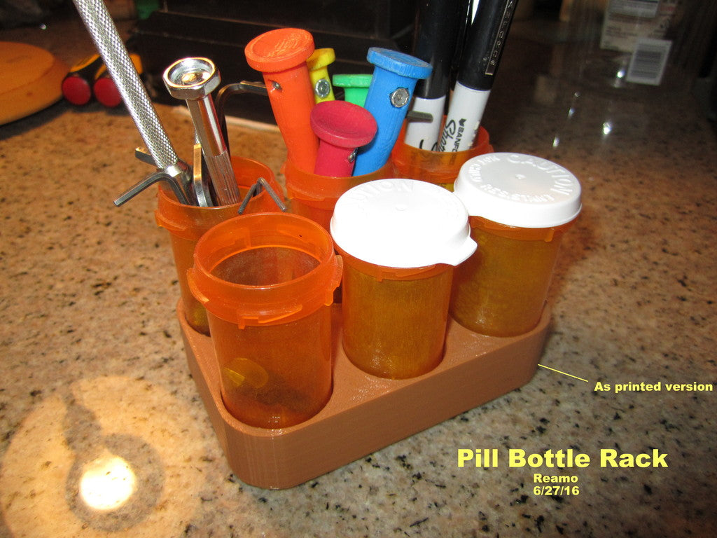 Flaskhållare för piller för badrum och skrivbord