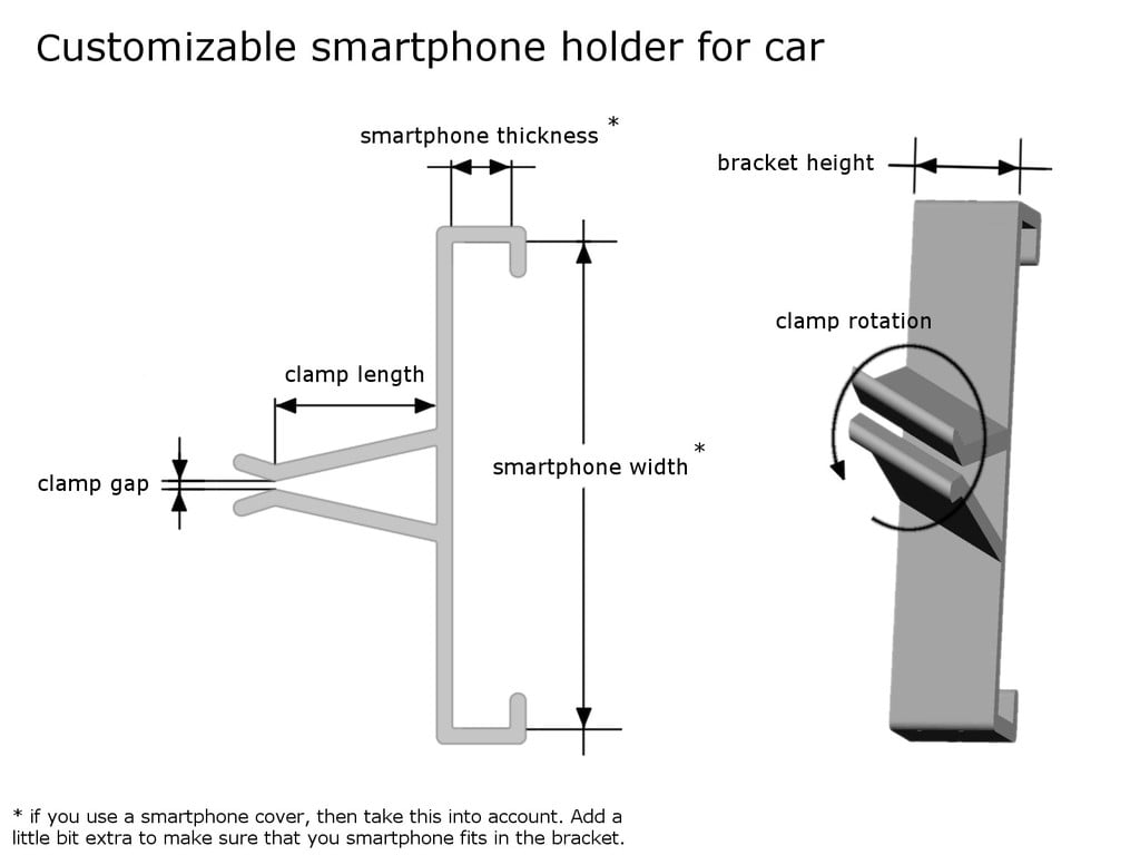Anpassningsbar smartphonehållare för bilens luftmunstycke
