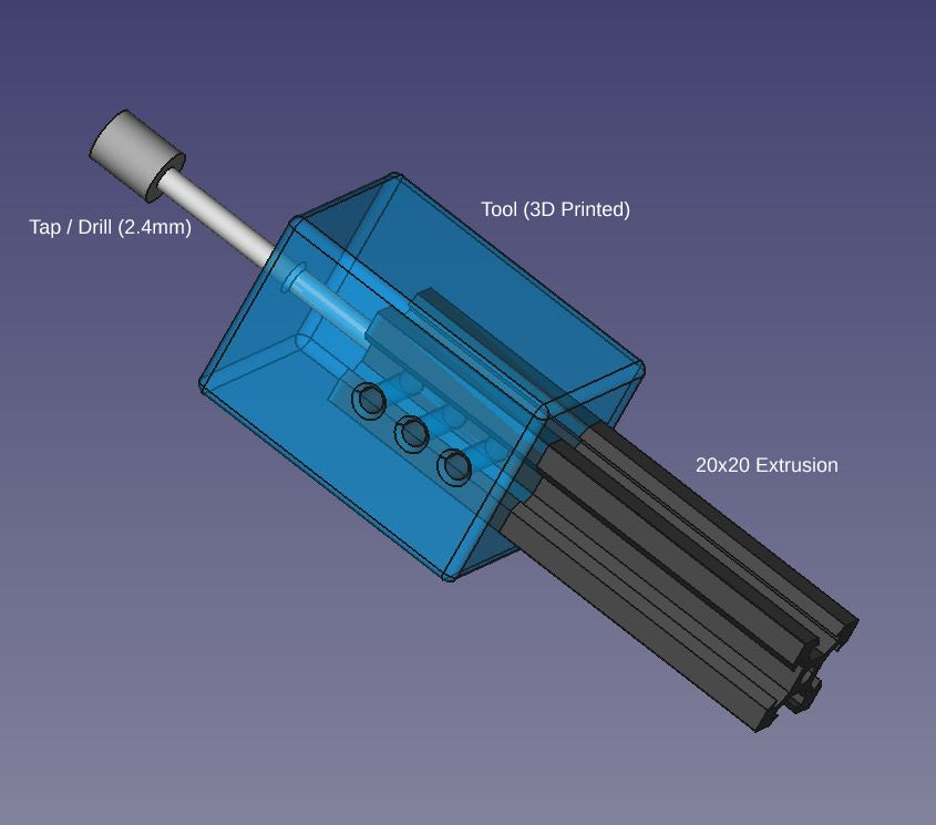Tap &amp; Drill Justeringsverktyg för 20x20mm extrudering