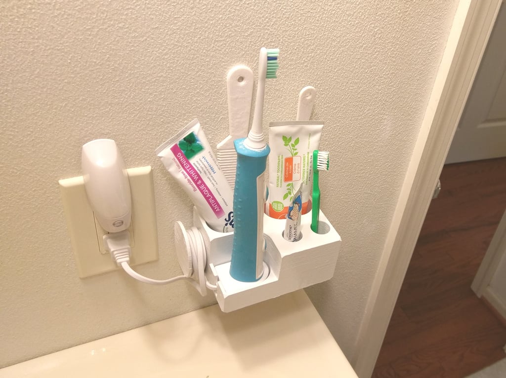 Väggmonterad hållare för tandborste, tandkräm och kam, designad för Philips Sonicare och mer