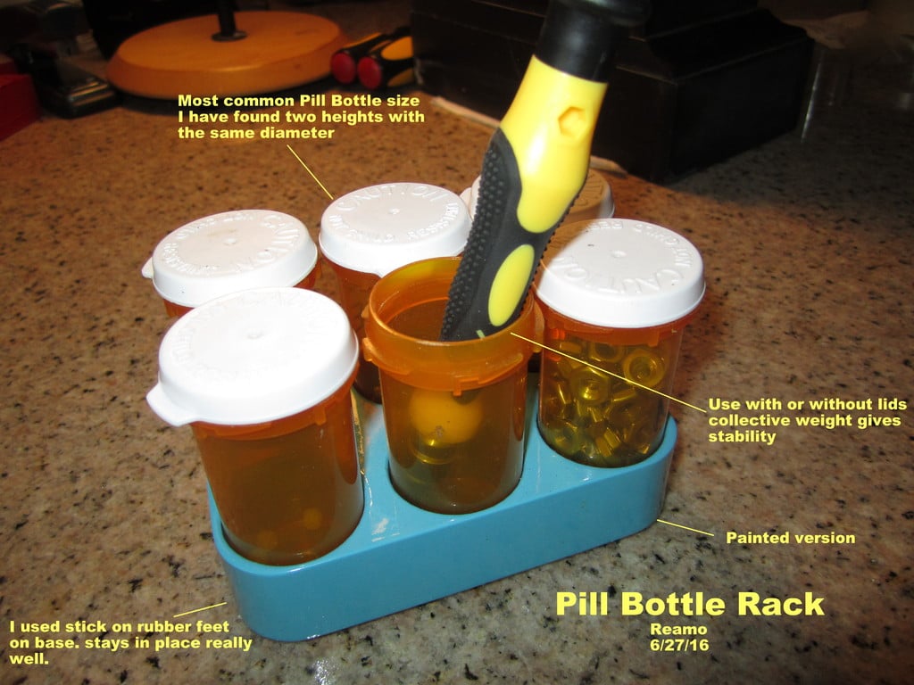 Flaskhållare för piller för badrum och skrivbord