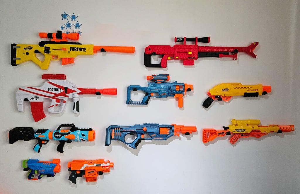 Set med 3 Nerf Gun väggfästen med 4,5 mm hål