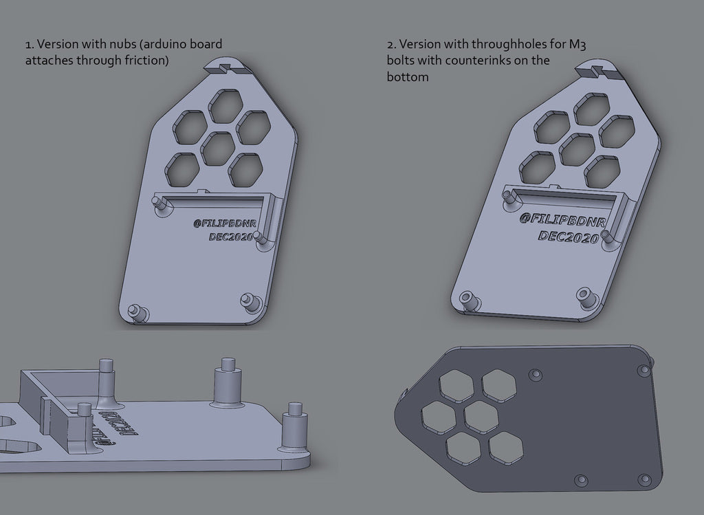 Arduino Uno och Large Breadboard Hållare (2 versioner: Med nubbar och M3 skruvhål)