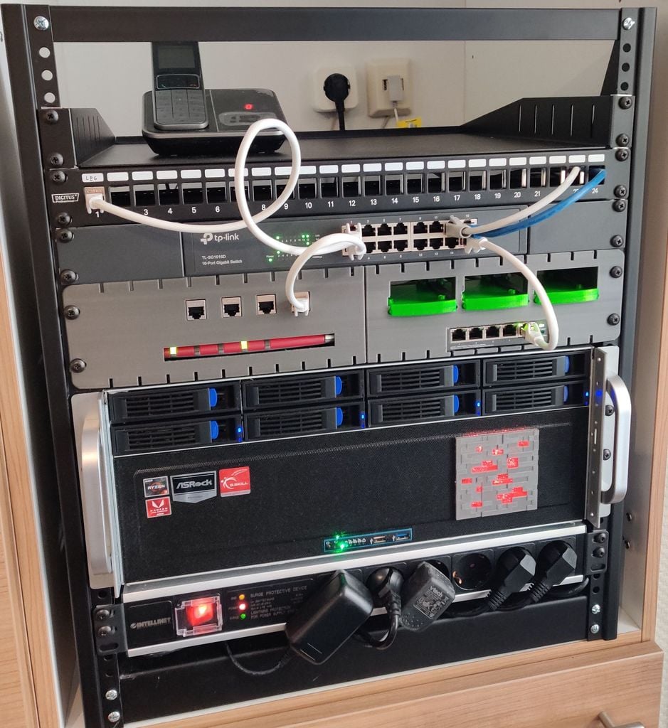 19" 2U Rack Mount för Fritzbox Router, PoE Switch och Raspberry
