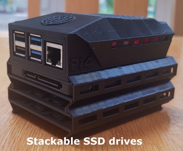 Överklockat Raspberry Pi 4-skåp med SSD-hållare och stativ